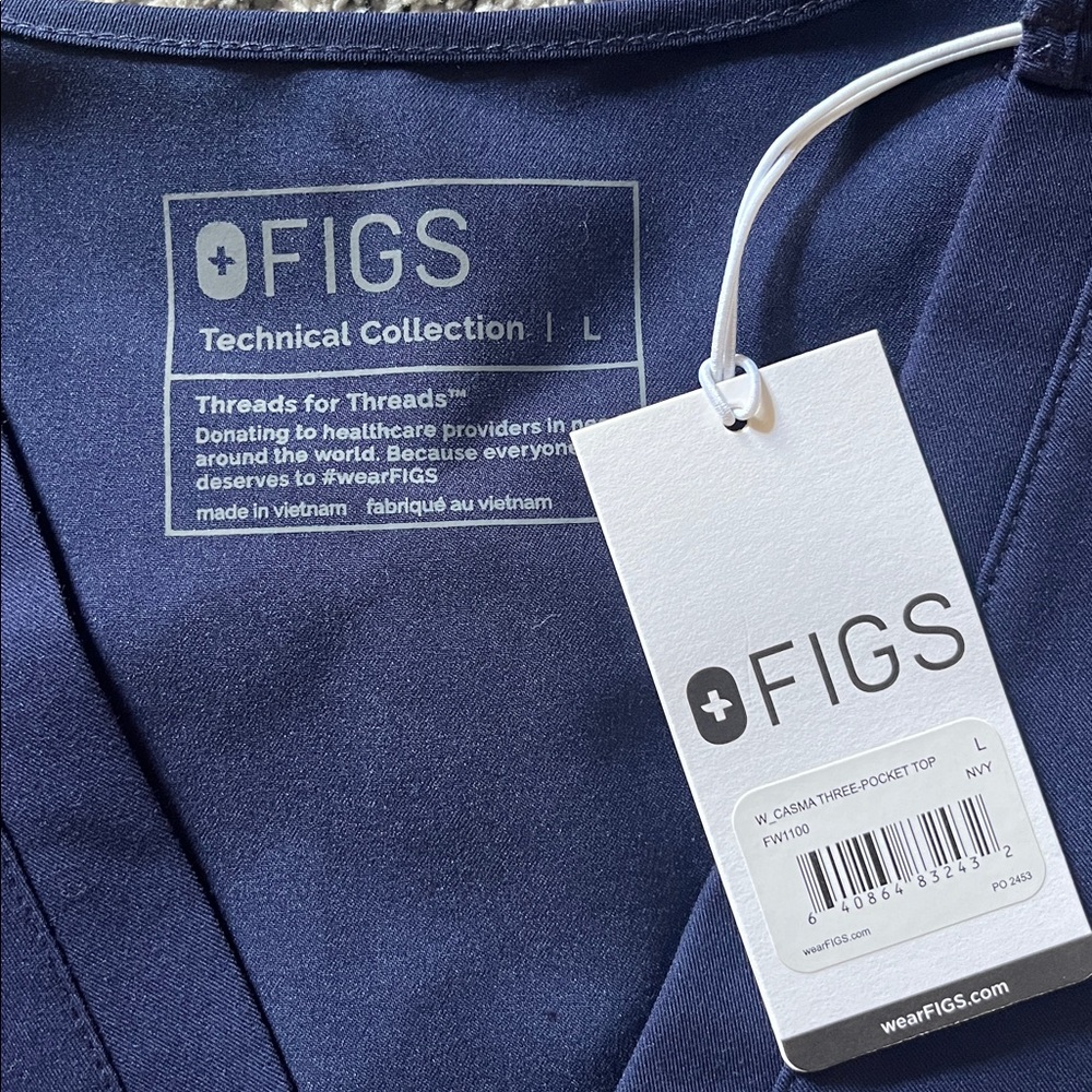 NWT Figs Navy Blue Scrub Top - Picture 3 of 3